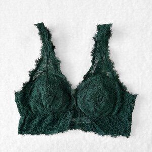 Aerie Lace Padded Bralette - Dark Emerald Green - (Like New) Size S